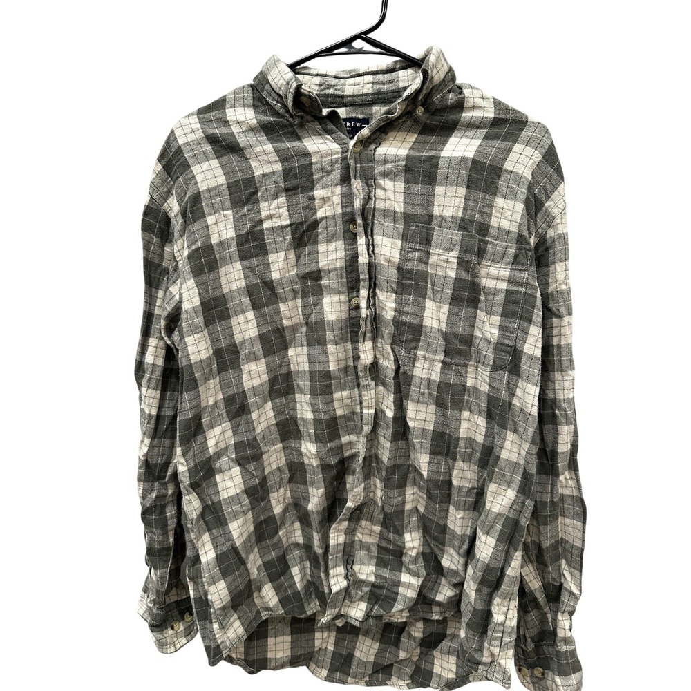 Ivy Crew Classics Mens Medium Grey White Plaid Long Sleeve Button Down Shirt